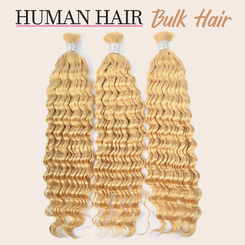 613 Blonde Deep Wave Bulk Hair For Boho Styles Braiding
