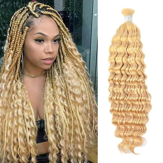 613 Blonde Deep Wave Bulk Hair For Boho Styles Braiding