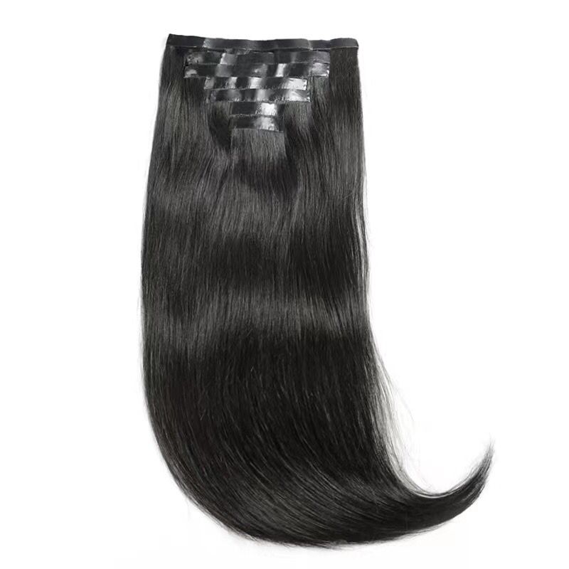 Seamless Clip in Hair Extensions 100g Silicone Weft Silky Straight Black Hair