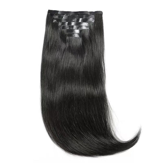 Seamless Clip in Hair Extensions 100g Silicone Weft Silky Straight Black Hair