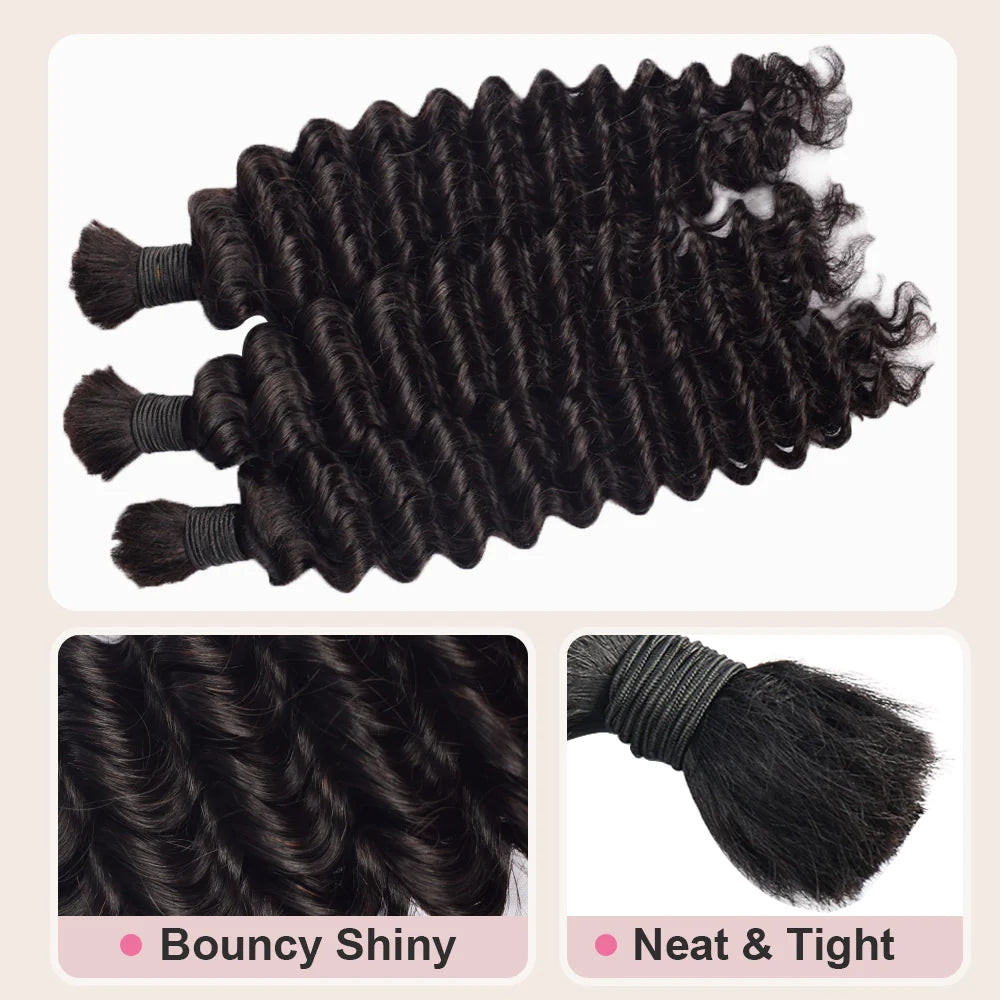12A Mink Hair Deep Wave Bulk Hair For Braiding