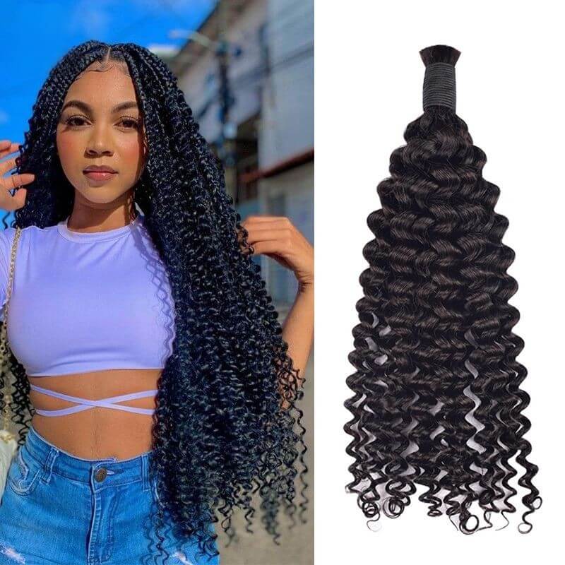 12A Mink Hair Deep Curly Bulk Hair For Braiding