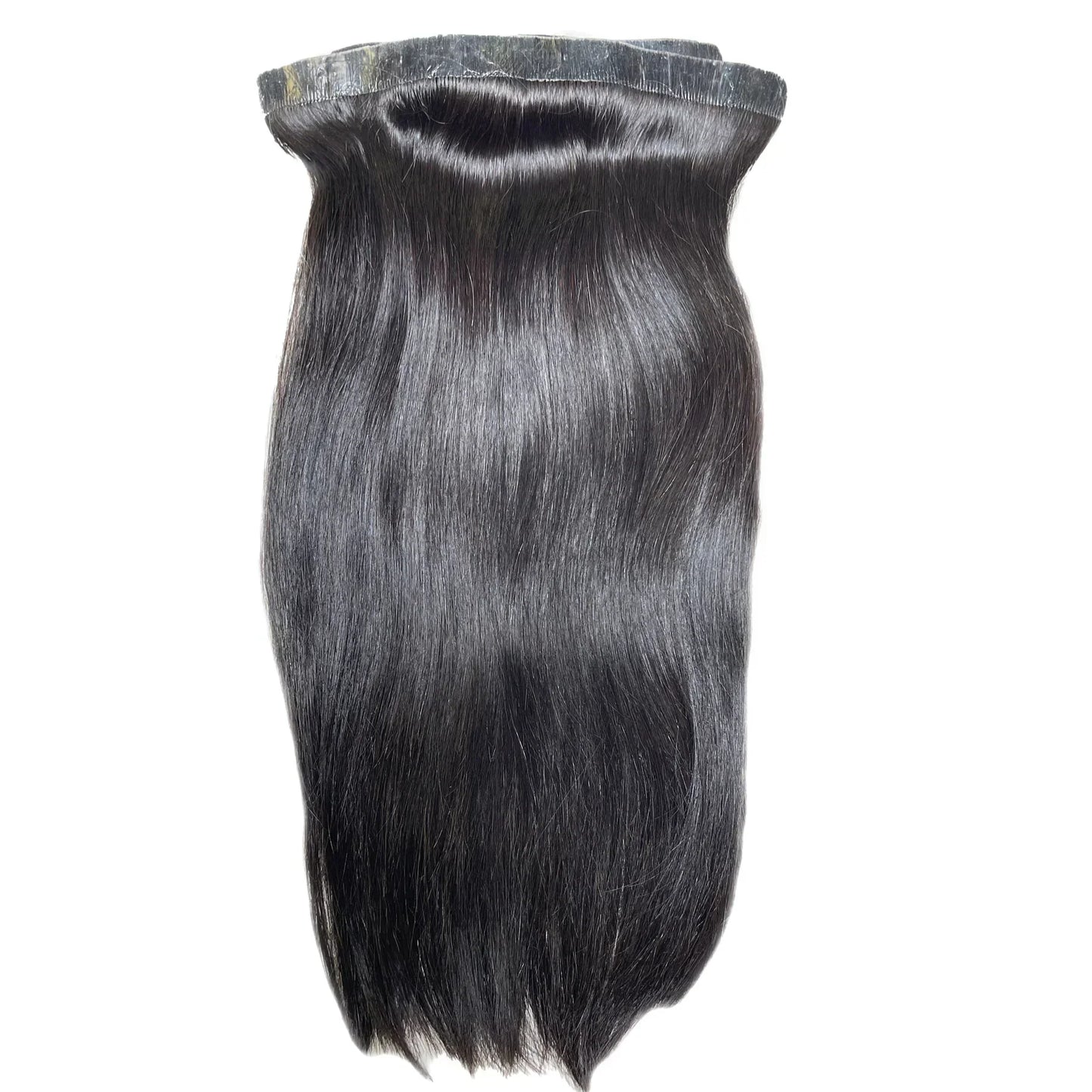 Seamless Clip in Hair Extensions 100g Silicone Weft Silky Straight Black Hair